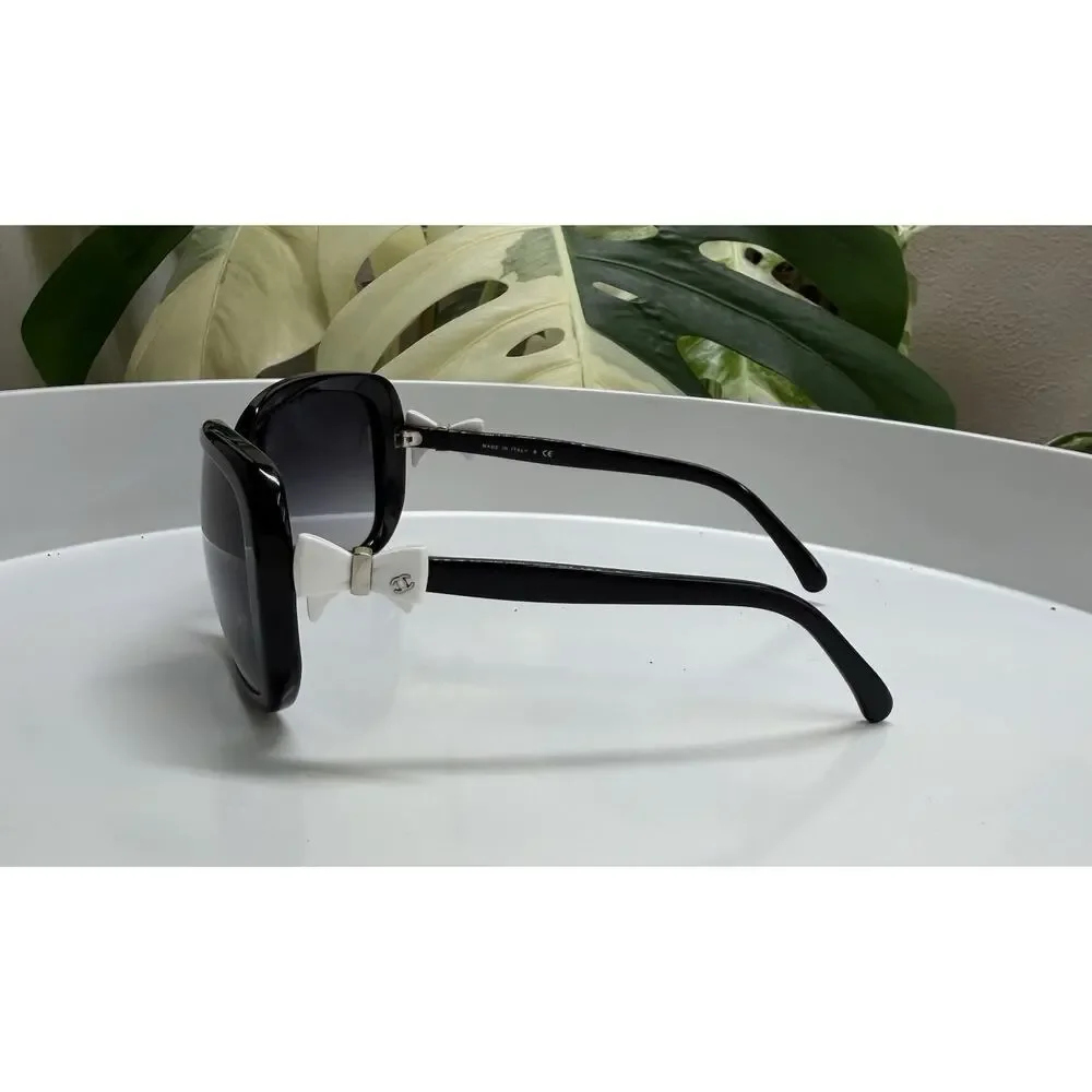 CHANEL Bow Sunglasses 5171-C Black w/ White Bow CC Logo – 60mm